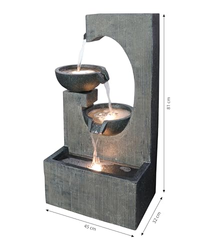 Dehner Premium Lovely Lorca Solarbrunnen 81x45cm LED grau