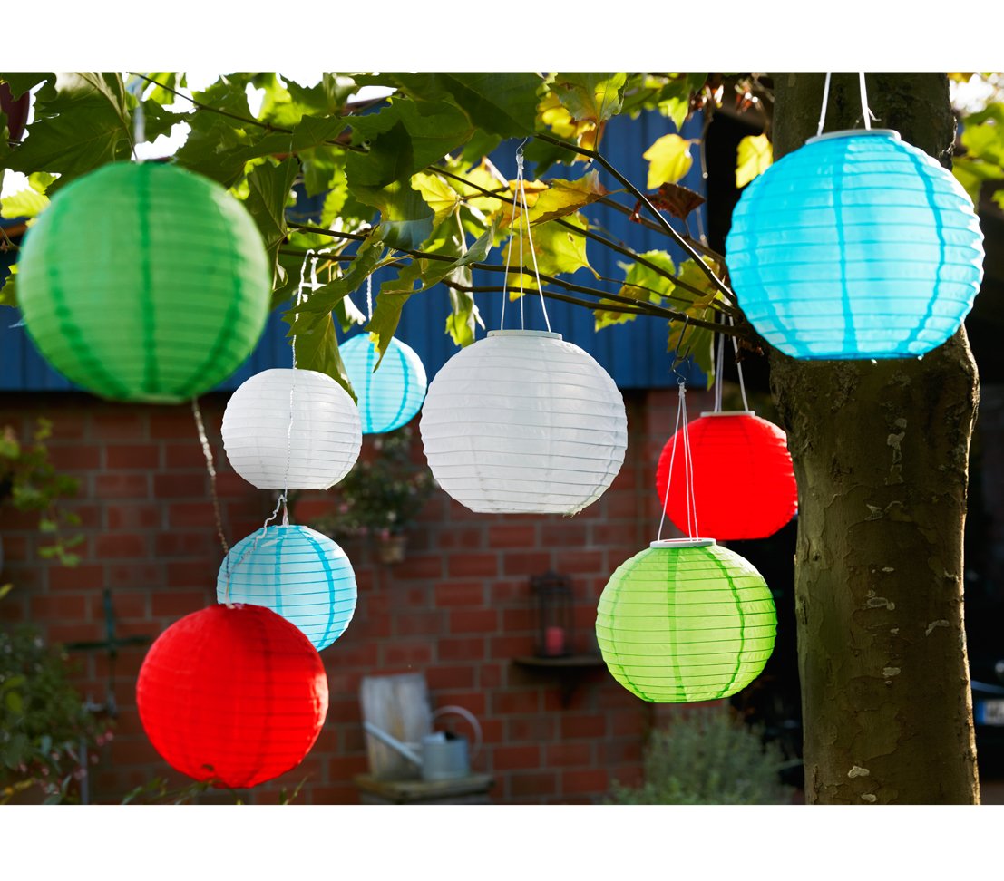 Dehner Solar Lampionkette 5,8m 5 Lampions bunt Nylon