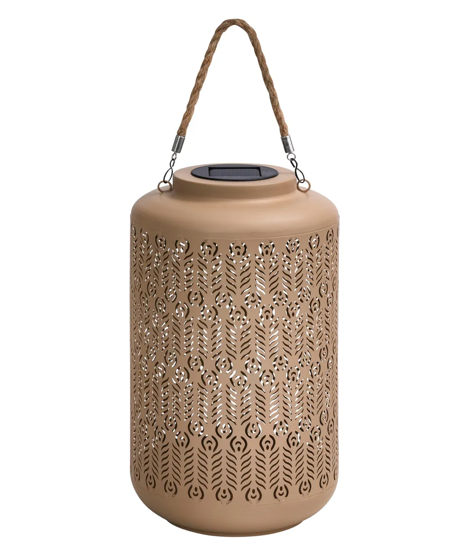 Dehner Chiara Solar-Laterne 35cm beige warmweiß Outdoor