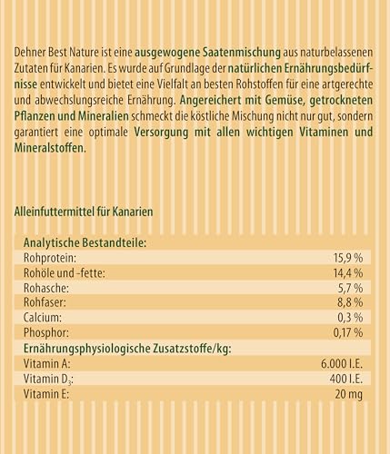 Dehner Best Nature Vogelfutter Kanarienfutter 2,5 kg Saaten