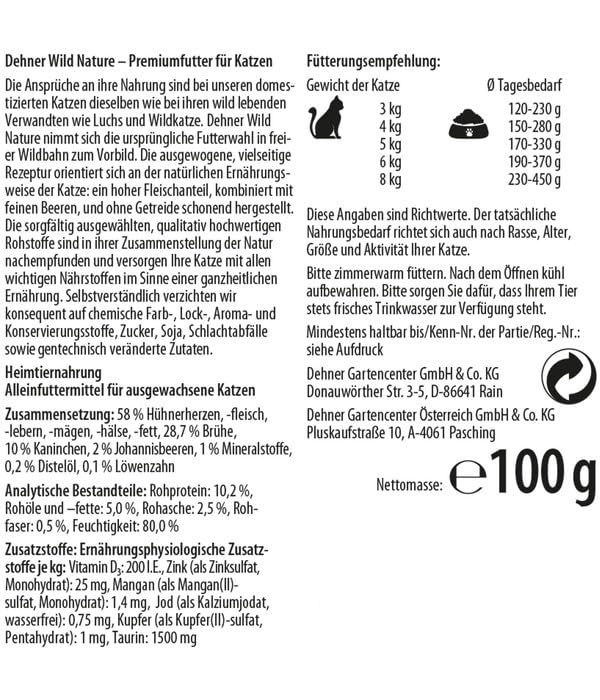 Dehner Wild Nature Heidetal Nassfutter Kaninchen 16x100g