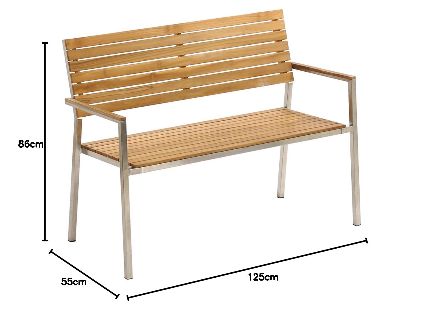 Dehner Antibes Gartenbank 2-Sitzer 125 cm Teak natur