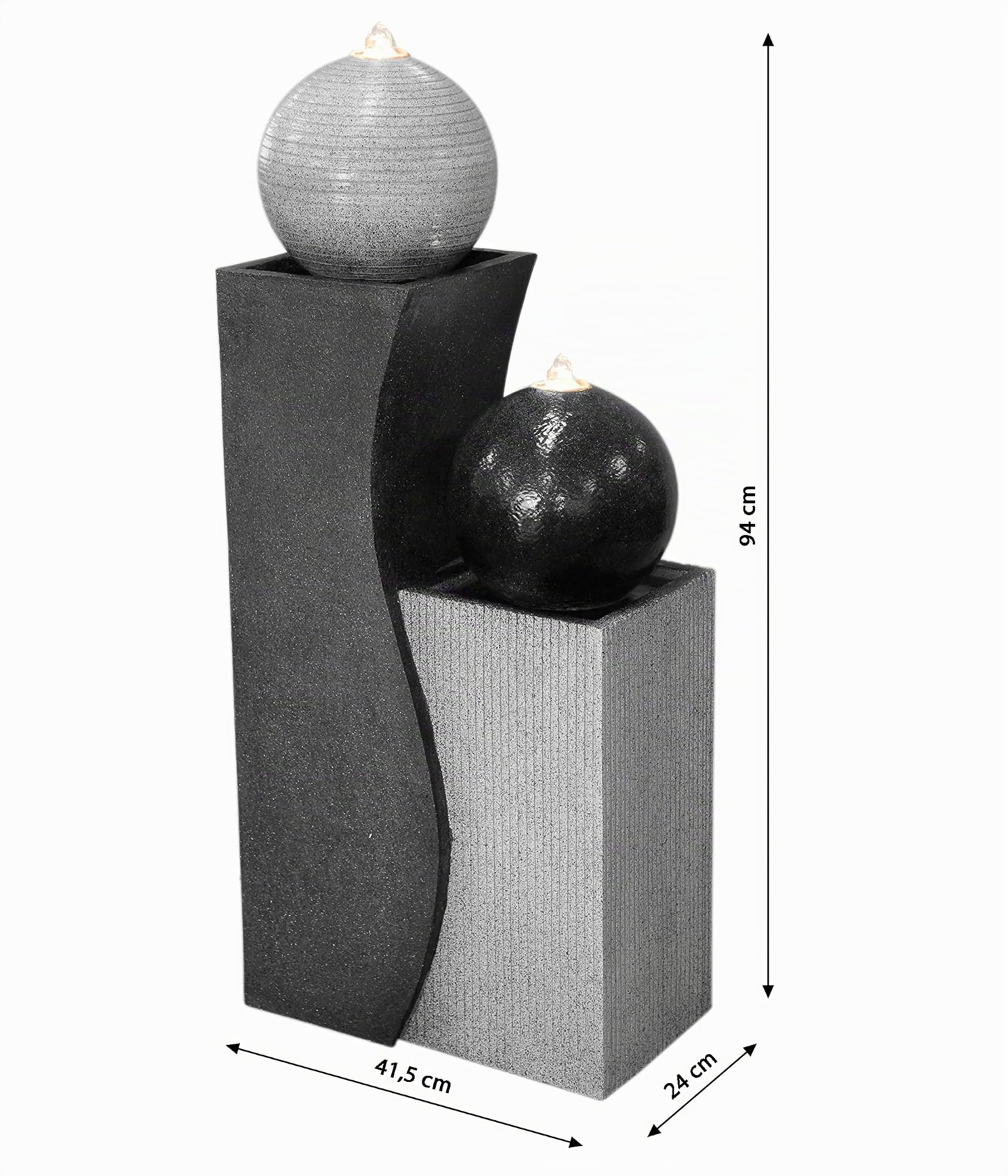 Dehner Ying Yang Gartenbrunnen 94 cm grau LED