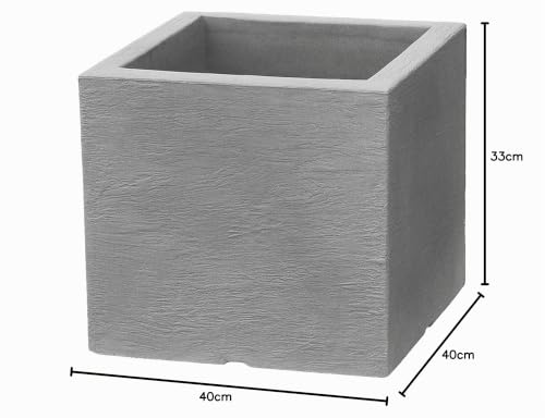 Dehner Palermo Blumenkübel Kunststoff grau 40 cm Steinoptik