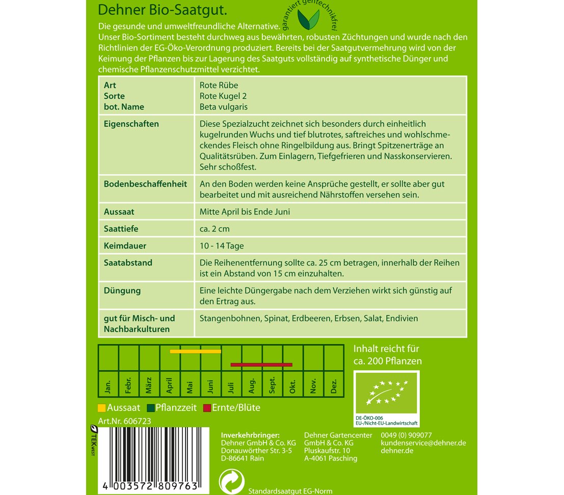 Dehner Bio Rote Kugel 2 Rote-Bete-Saatgut 5x3g vitaminreich