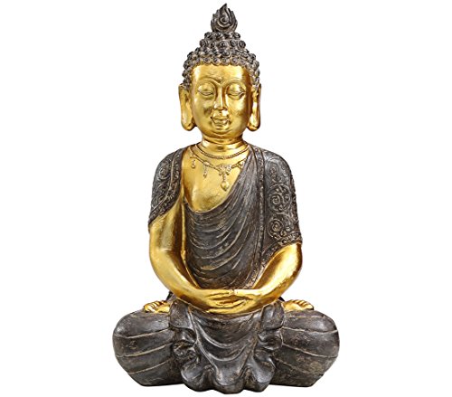 Dehner Buddha Figur gold 52,5cm Polyresin wetterfest