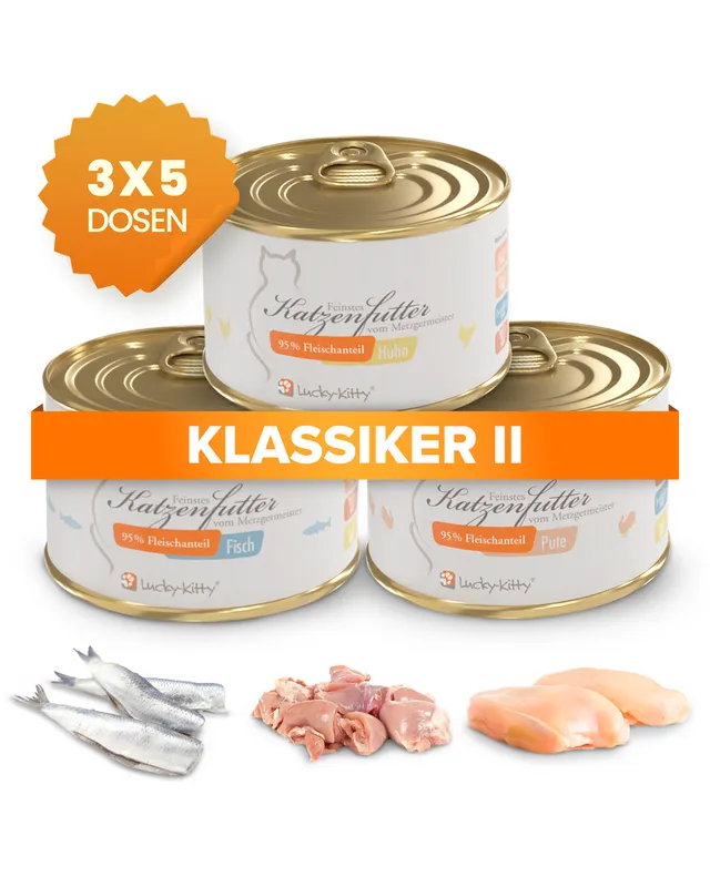 Lucky-Kitty Sparpaket B Klassiker II Nassfutter 15x200g getreidefrei
