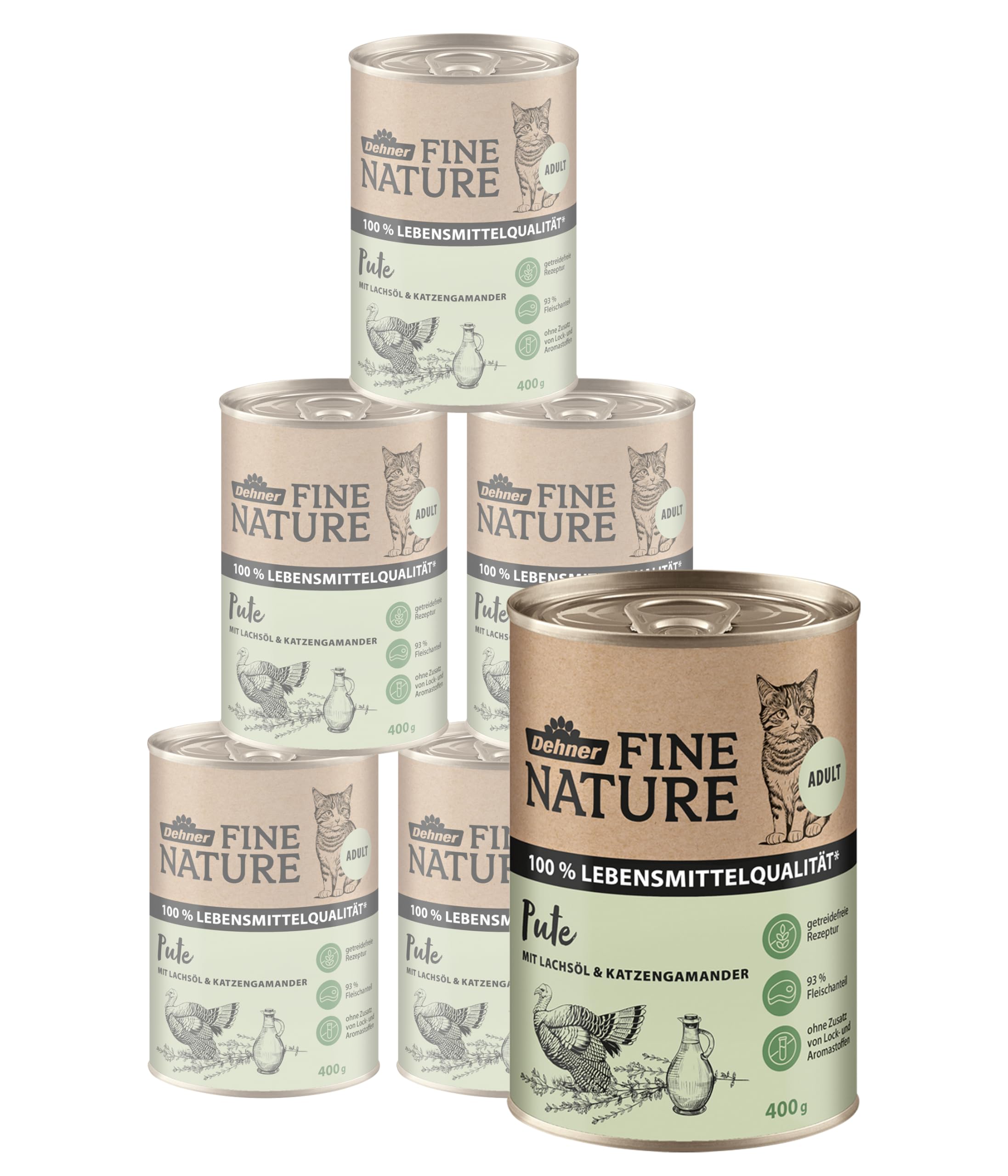 Dehner Fine Nature Pute Nassfutter 6x200g getreidefrei Adult