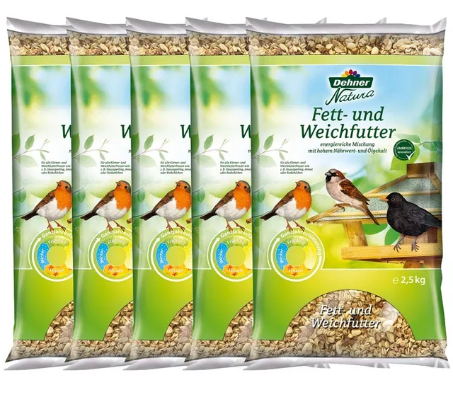 Dehner Natura Wildvogelfutter Fett- und Weichfutter 5x2,5kg energiereich