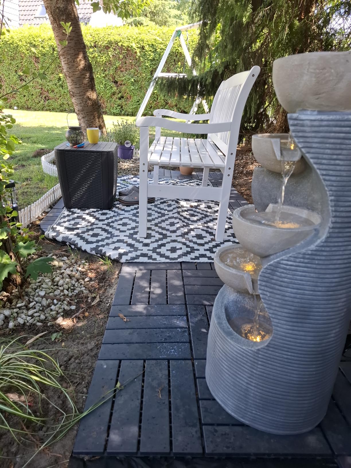 Dehner Premium Lovely Salo Gartenbrunnen grau mit LED