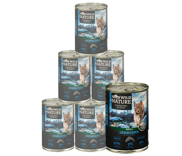 Dehner Wild Nature Gebirgssee Nassfutter Fisch 6x400 g getreidefrei