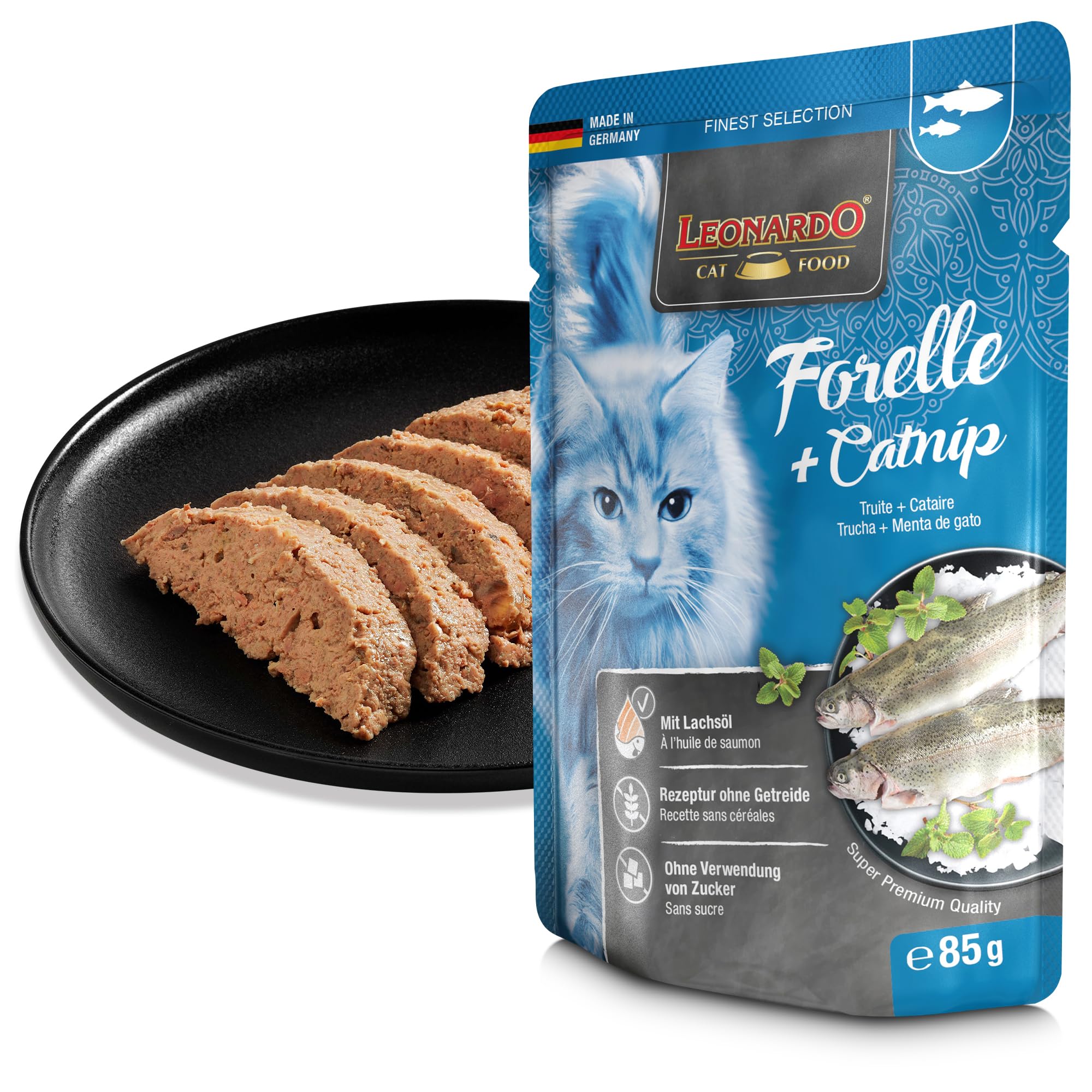 Leonardo Forelle Catnip Nassfutter 16x85g getreidefrei