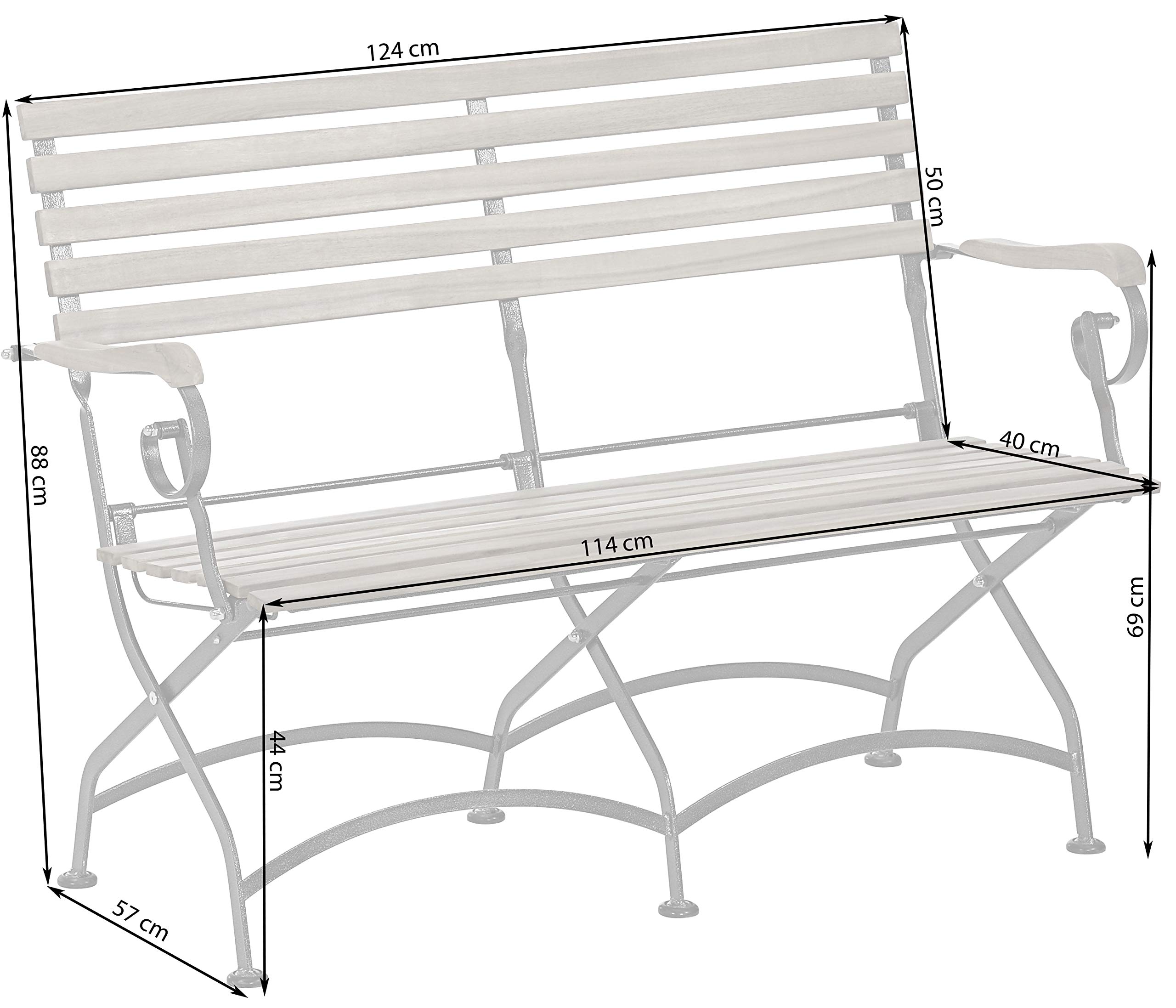 Dehner Tegernsee Klappbank 2-Sitzer natur 124 cm Akazienholz