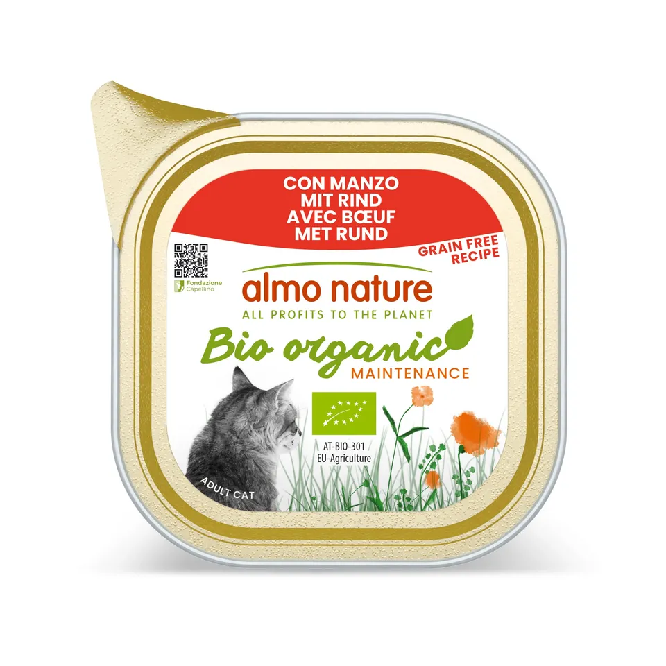Almo Nature Bio Organic Maintenance Katzennassfutter Rind 19x85g Bio