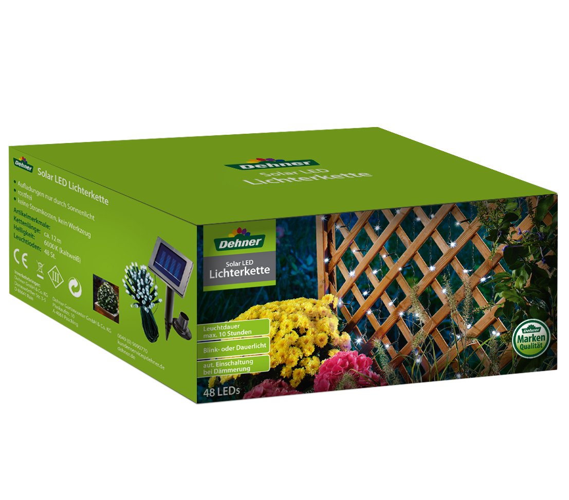 Dehner Living Lichterkette Solar 48 LED 12 m Blinklicht