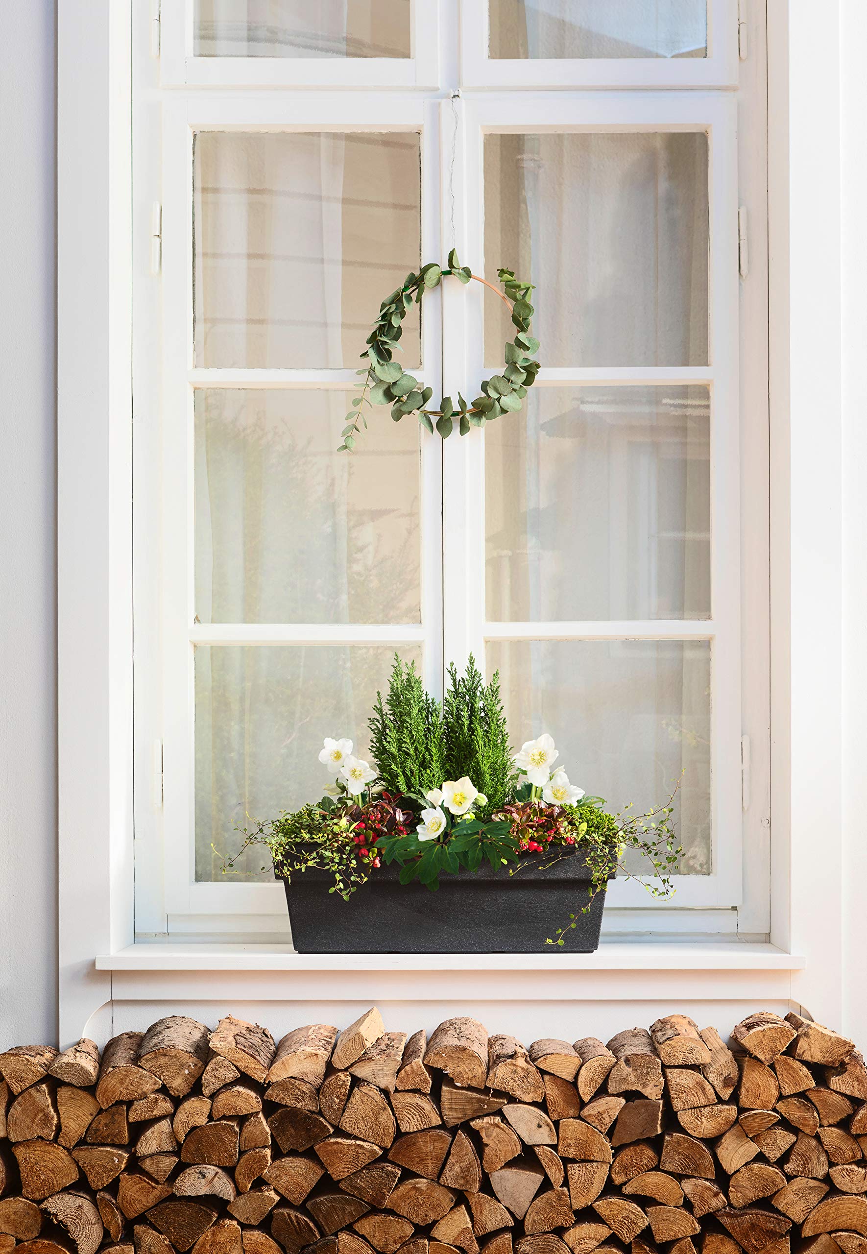 Dehner Gartencenter Mailand Blumenkasten 60cm anthrazit Kunststoff