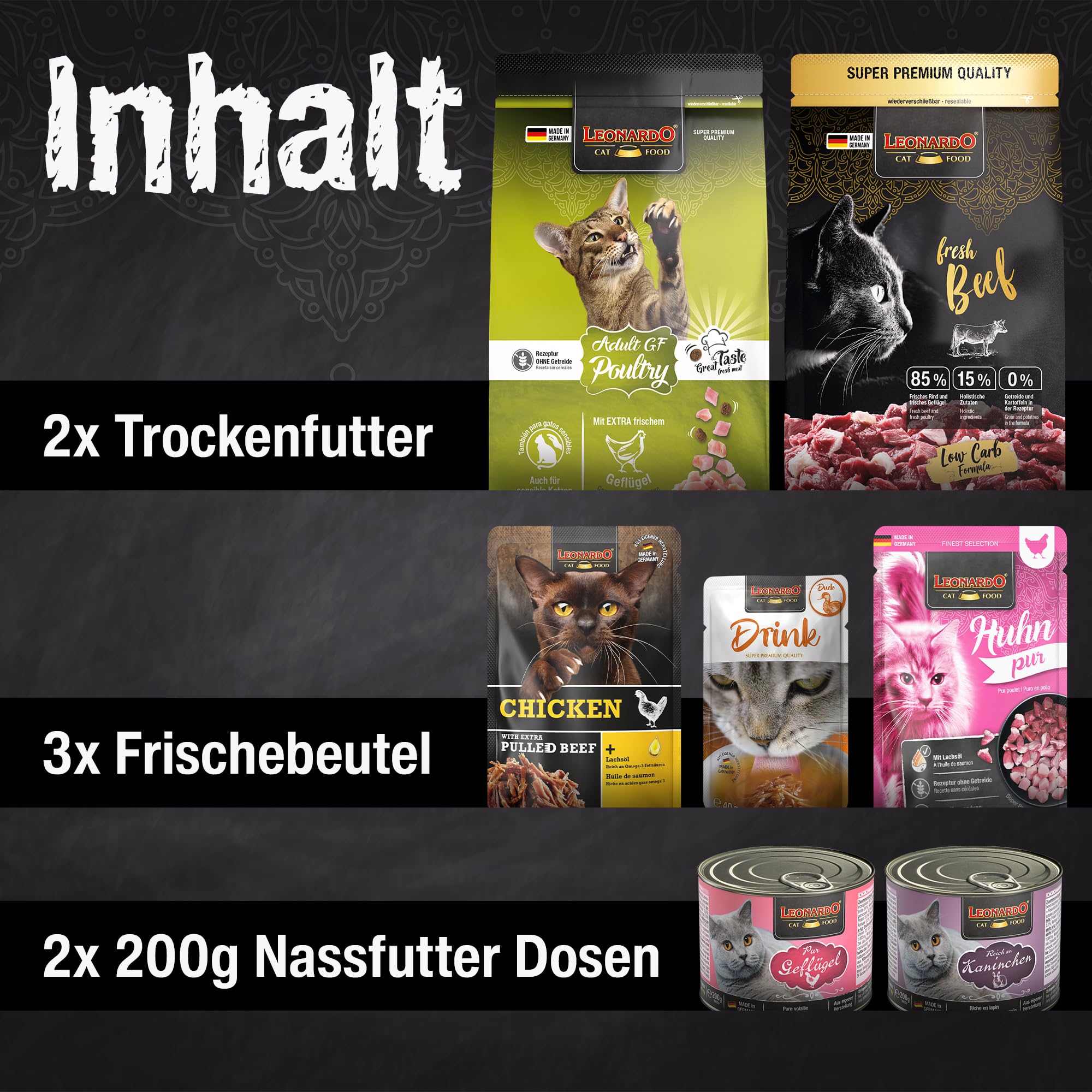 LEONARDO Kennenlernpaket Trocken+Nassfutter 7 Sorten