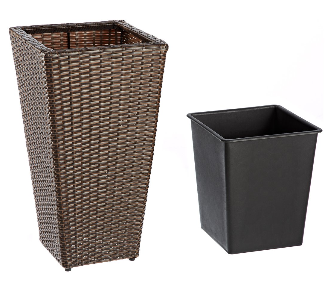 Dehner Alicante Pflanztopf 55x30x30 cm Polyrattan braun