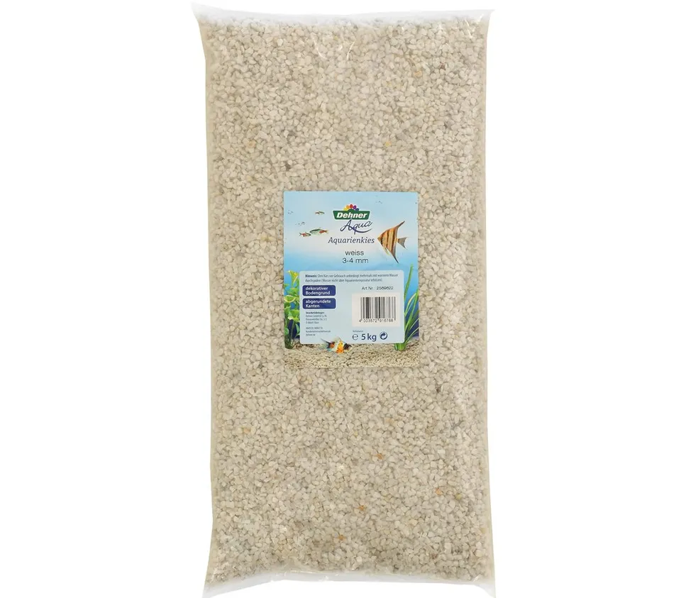 Dehner Aqua Aquarienkies Bodengrund weiß 3-4mm 5kg