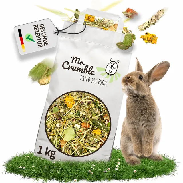 Mr. Crumble Hoppel Mix Kaninchenfutter 1 kg ohne Pellets rohfaserreich