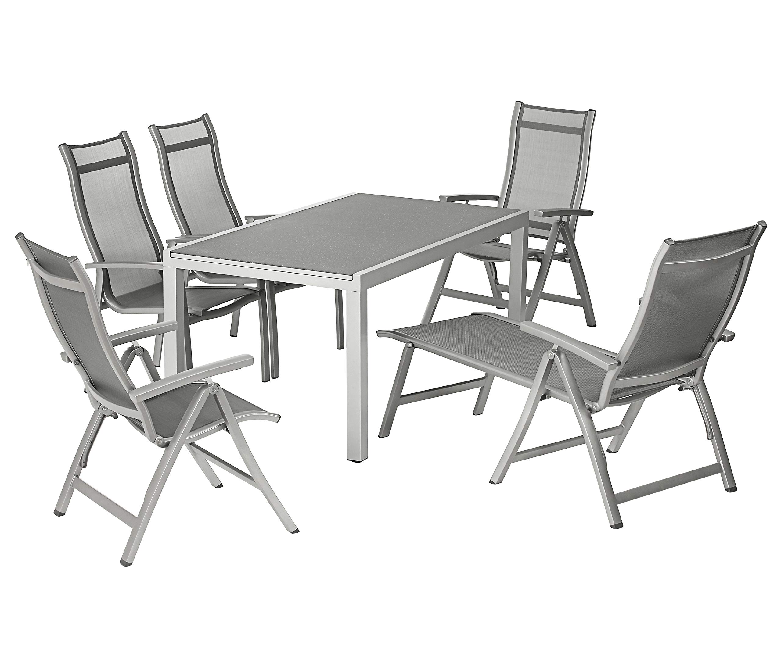 Dehner Premium Lovely Chicago Klappsessel grau Textilene 110cm