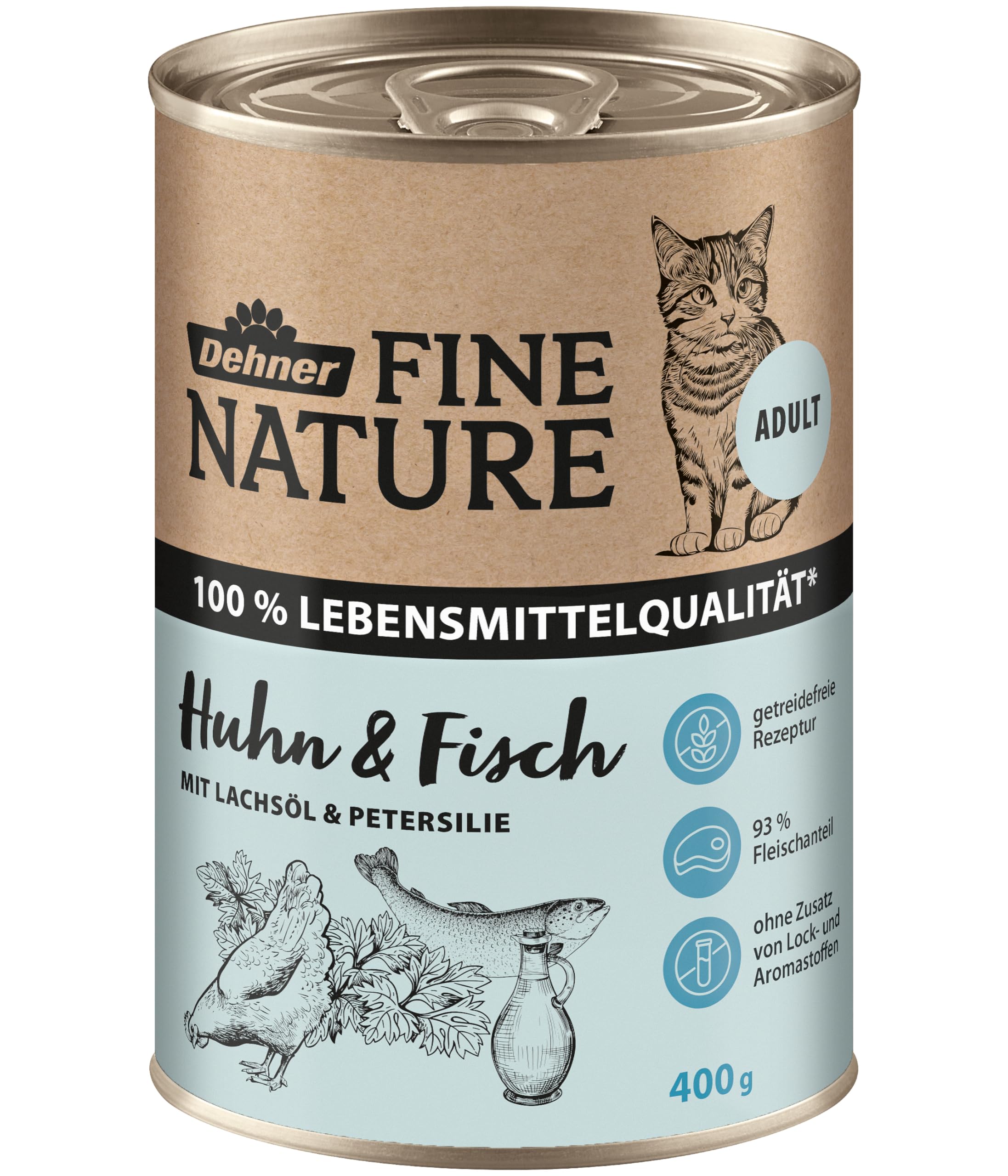 Dehner Fine Nature Adult Nassfutter Huhn Fisch 6x400 g