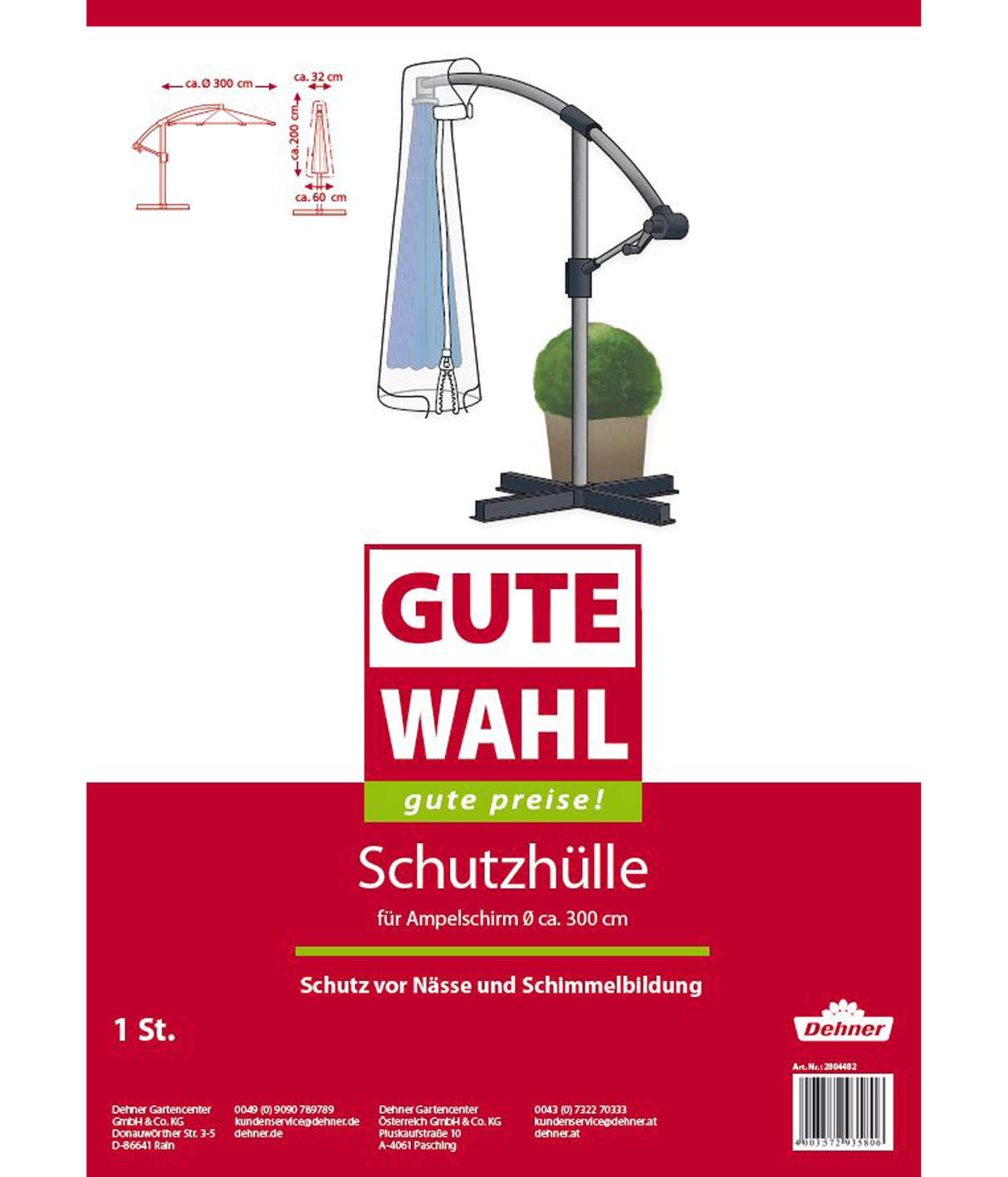 Dehner Gute Wahl Ampelschirm Schutzhülle transparent 200x60x22 PE