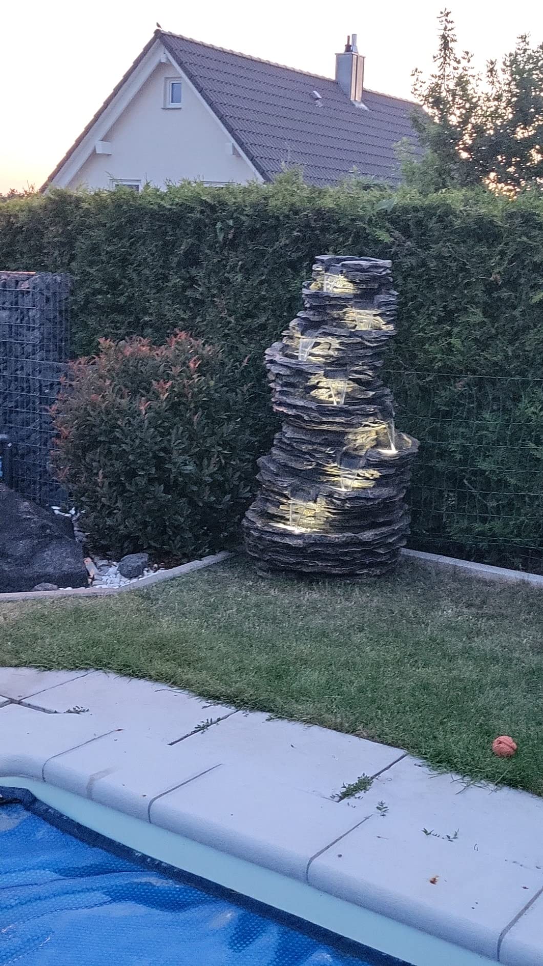 Dehner Torino Gartenbrunnen LED Polyresin 144 cm