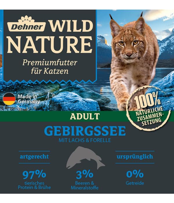 Dehner Wild Nature Gebirgssee Nassfutter Lachs Forelle 16x100g zuckerfrei