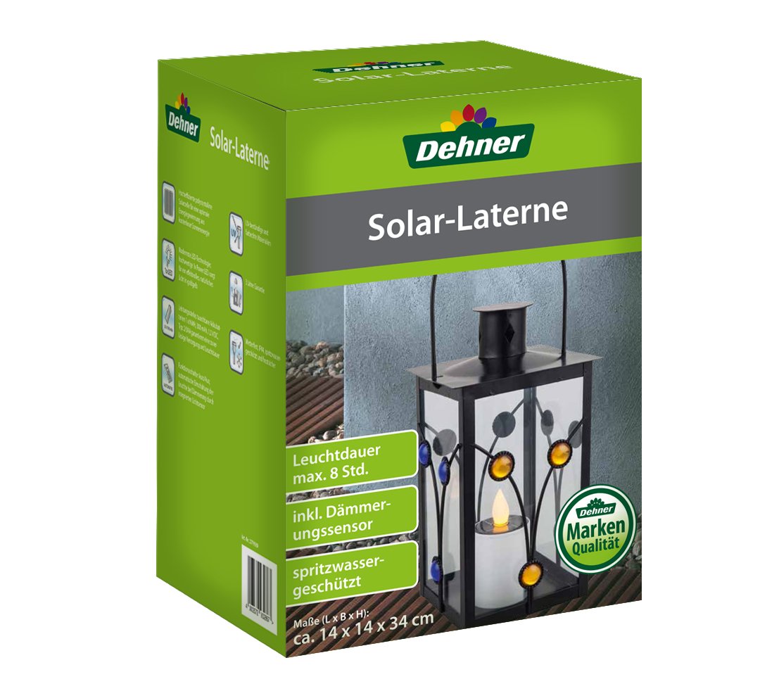 Dehner Solarlaterne Laterne Solarleuchte schwarz 34cm
