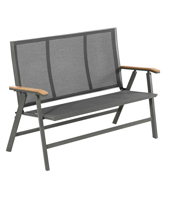 Dehner Colmar Klappbank 2-Sitzer grau 128 cm Teakholz