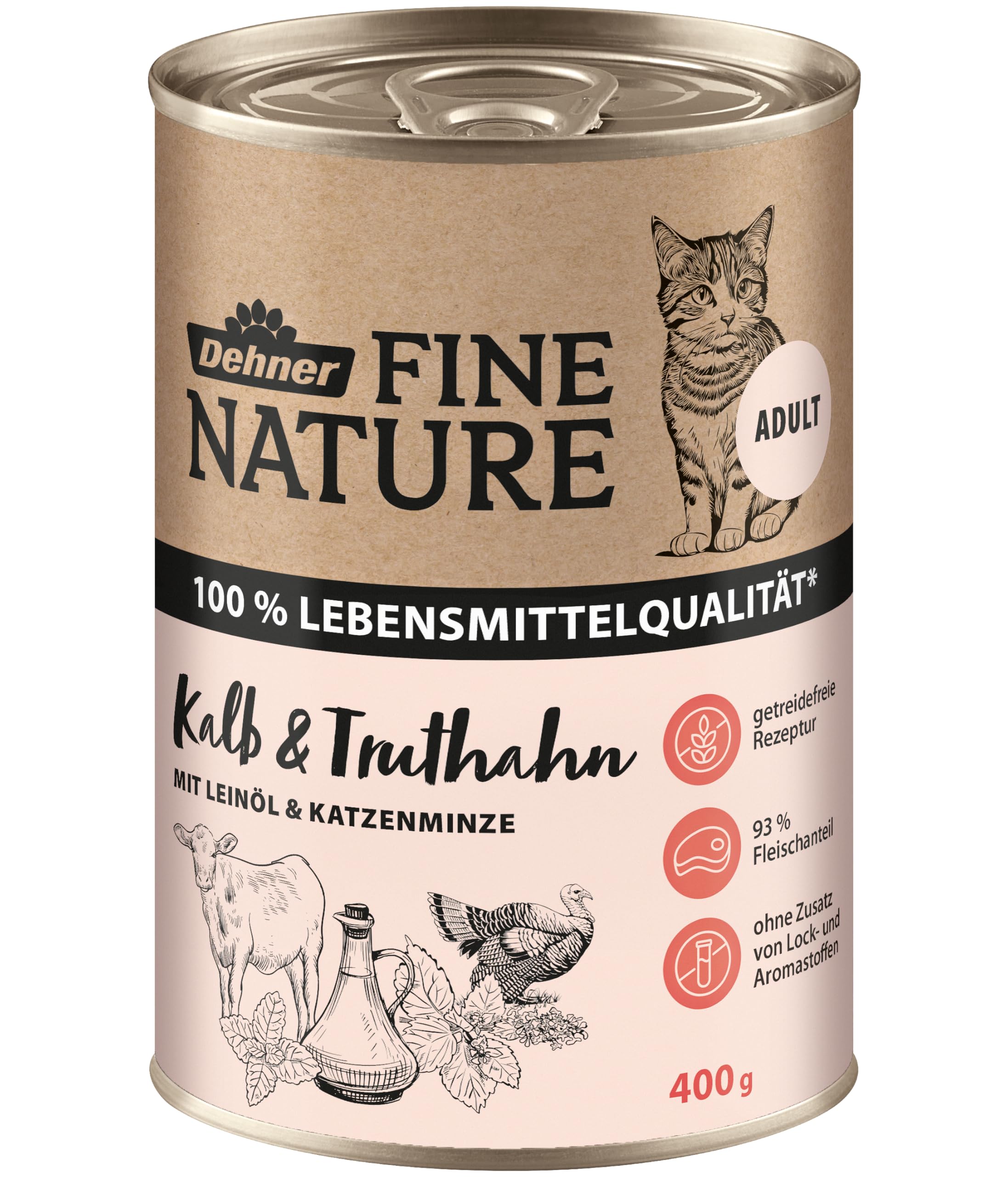 Dehner Fine Nature Nassfutter Kalb Truthahn 6x400g Dose