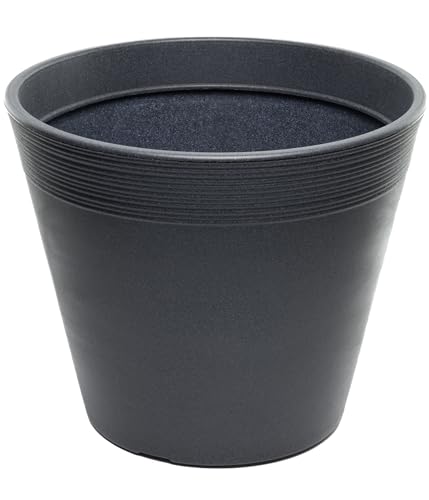 Dehner Groovy Blumentopf anthrazit Ø 33 cm frostbeständig