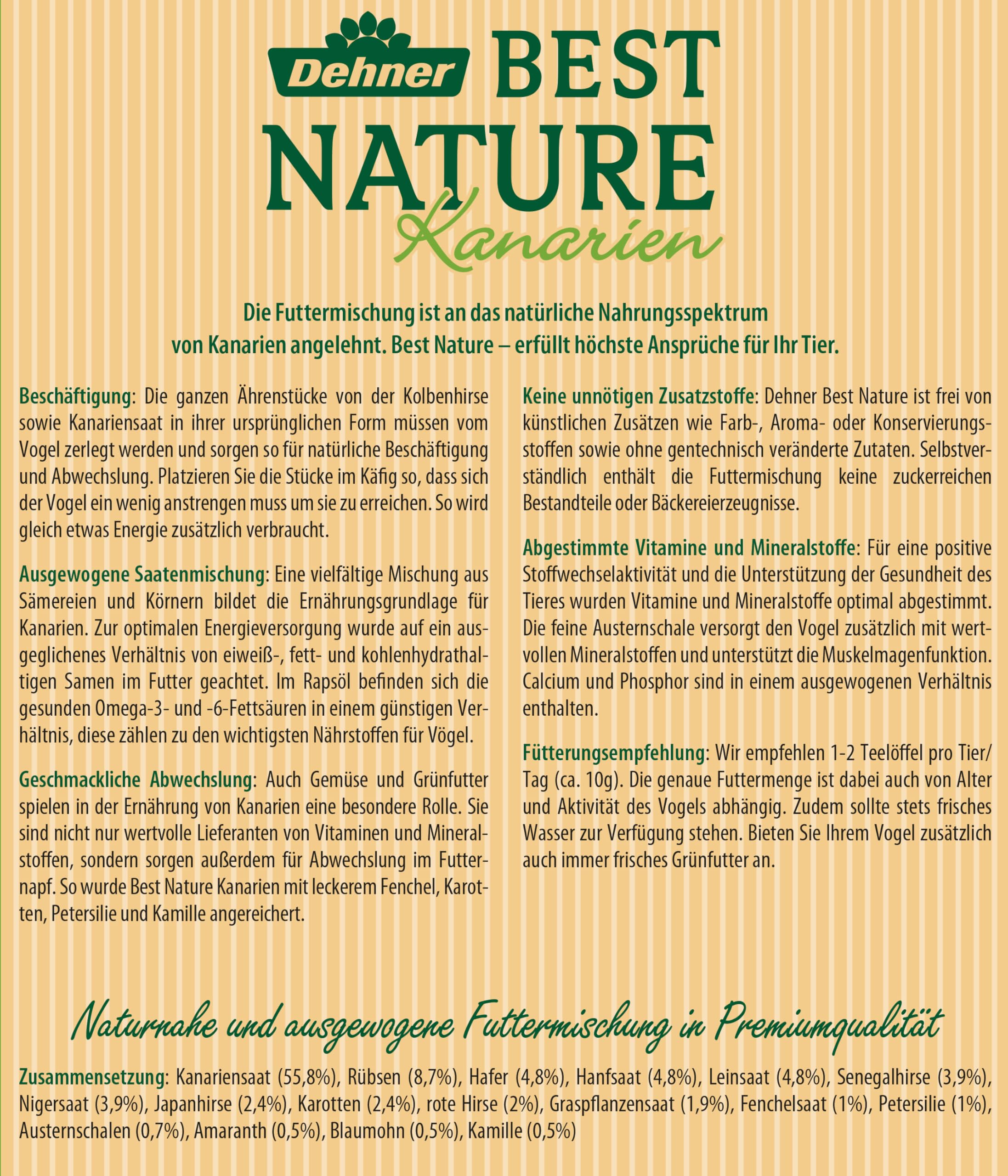 Dehner Best Nature Vogelfutter Kanarienfutter 2,5 kg Saaten
