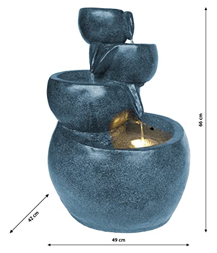 Dehner Bowl Gartenbrunnen LED Polyresin grau 66cm