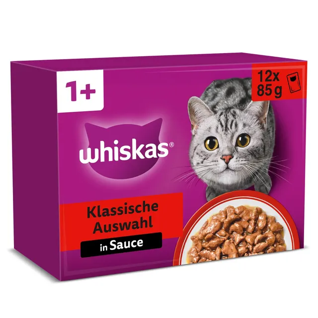 Whiskas 1+ Classic Nassfutter Sauce 48x85g Auswahl