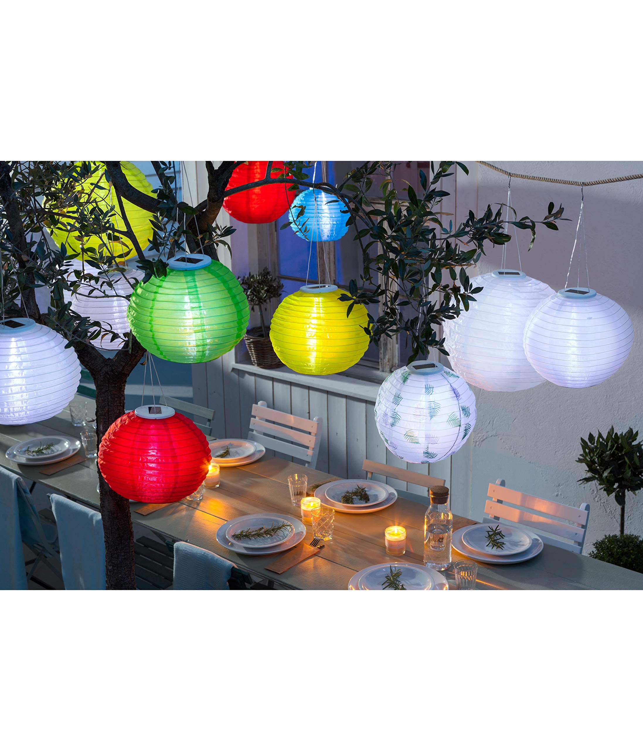 Dehner Solar Lampion Gartenleuchte blau Nylon 28cm