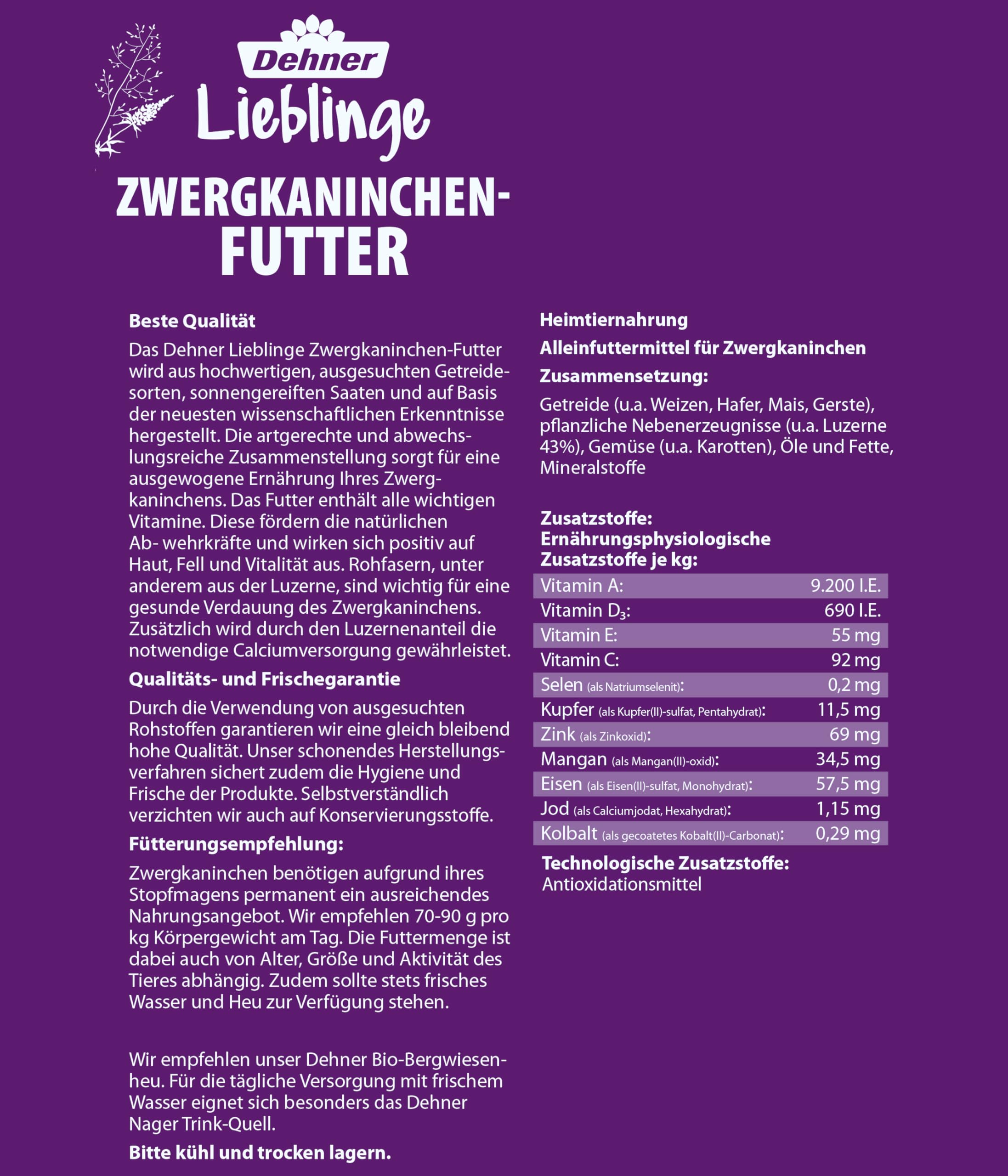 Dehner Lieblinge Zwergkaninchen-Futter 10 kg rohfaserreich