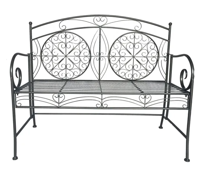 Dehner Yorkshire Gartenbank 2-Sitzer Metall antikgrau