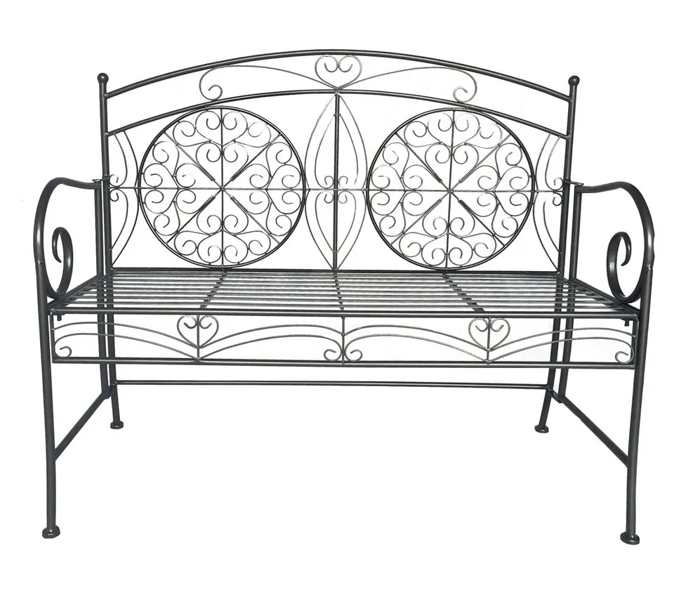 Dehner Yorkshire Gartenbank 2-Sitzer Metall antikgrau