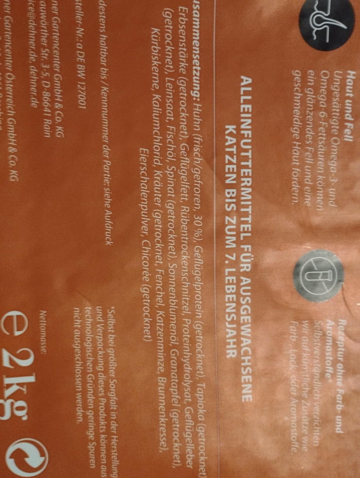 Dehner Premium Active Outdoor Trockenfutter Huhn 2 kg getreidefrei