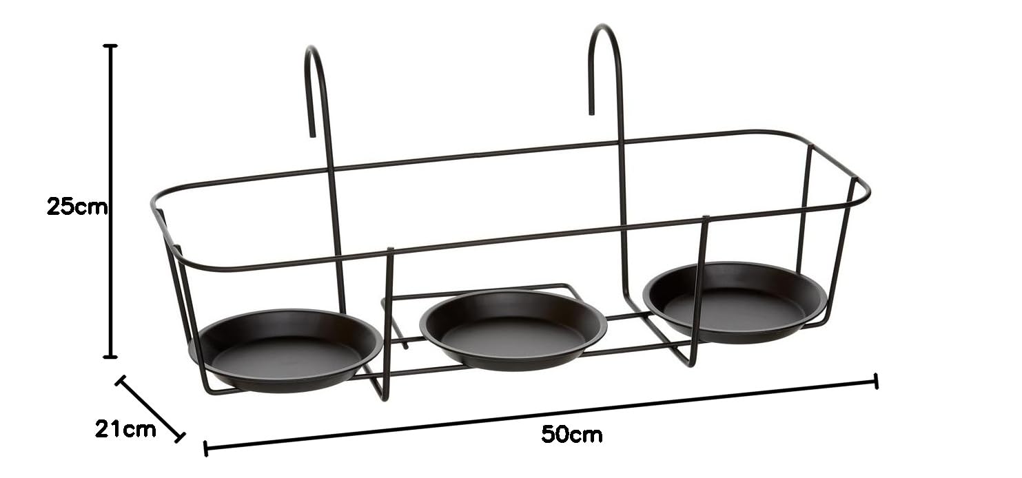 Dehner Daisy Blumentopfhalter Metall schwarz 50x25x21cm 3 Töpfe