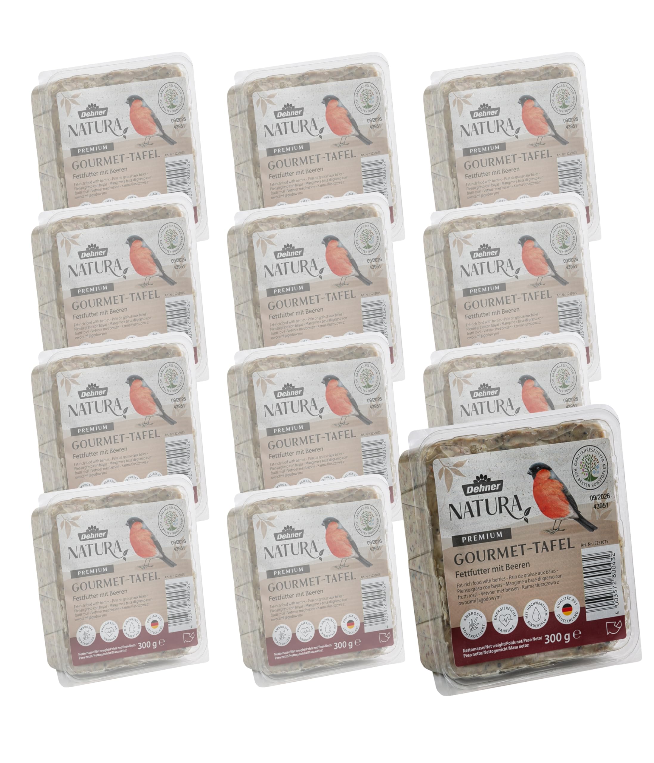 Dehner Natura Wildvogelfutter-Tafeln Erdnuss 12x300g Fett