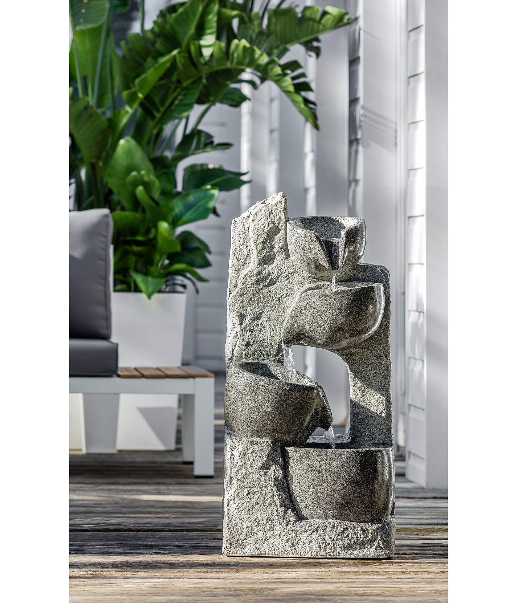 Dehner Circ Gartenbrunnen LED grau 14 Liter