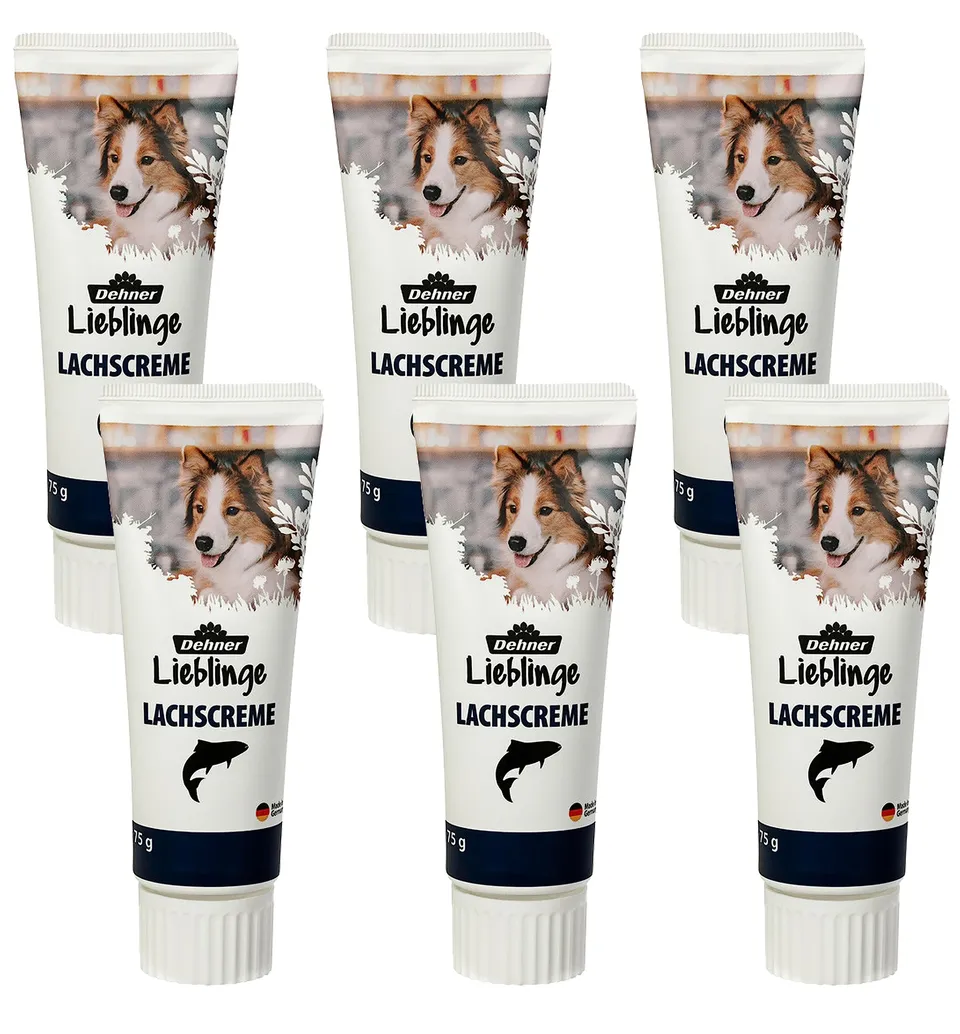 Dehner Lieblinge Leckerli Creme Hundesnack Lachs 6x75g zuckerfrei