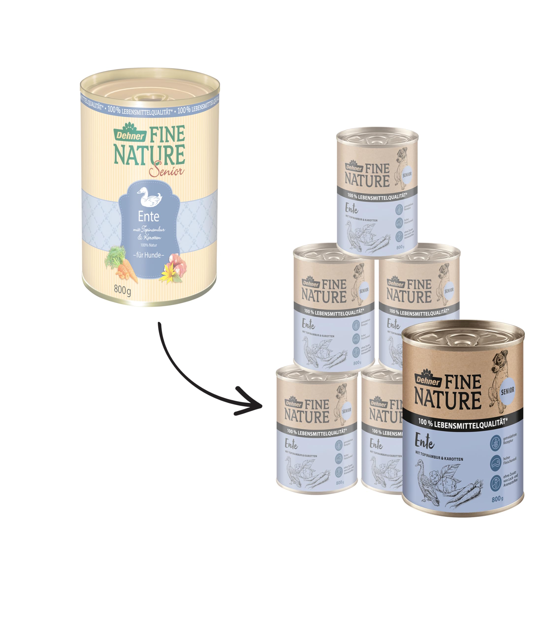Dehner Fine Nature Senior Hundefutter Ente 6x800g getreidefrei
