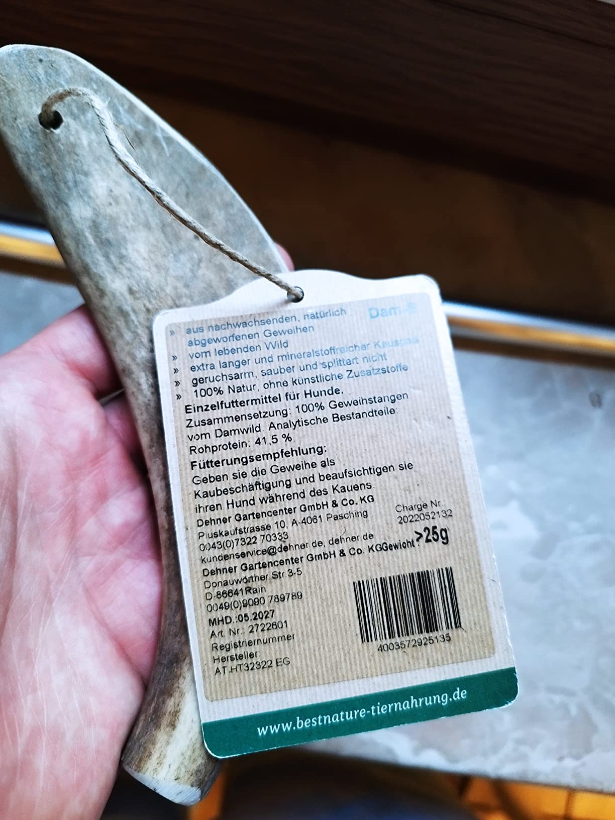 Dehner Best Nature Kaustange Damhirsch-Geweih S für Hunde 8-15kg