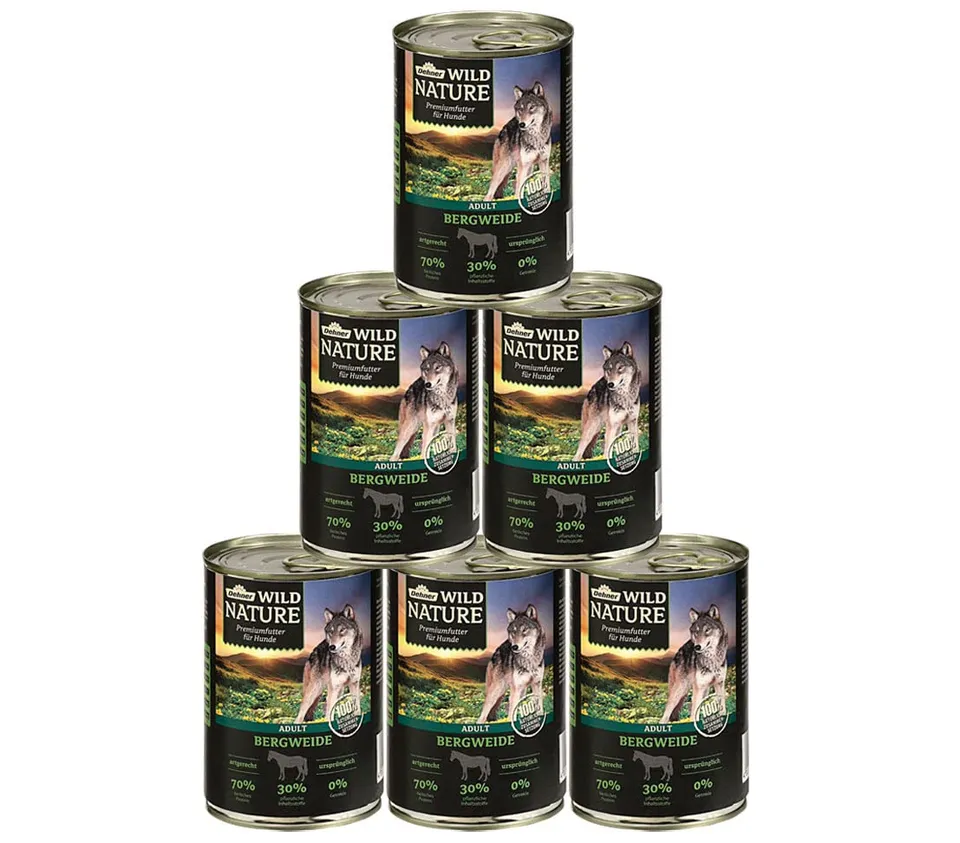 Dehner Wild Nature Bergweide Pferd Hundefutter 6x400g nass