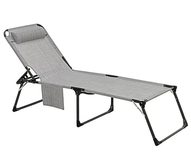 Dehner Premium Lovely Mallorca Gartenliege hellgrau Textilene