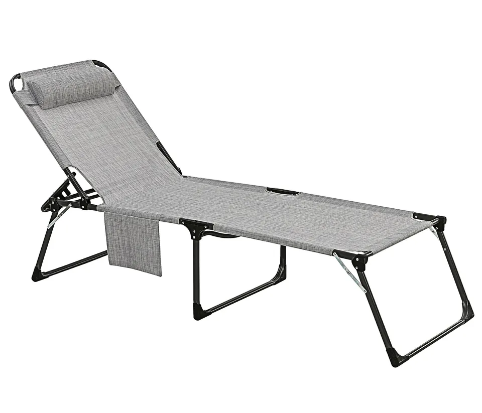 Dehner Premium Lovely Mallorca Gartenliege hellgrau Textilene